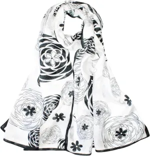 100% Mulberry Silk Scarfs for Women Floral Print Satin Long Scarf for Headscarf Hair Wraps Shawl with Gift Packed