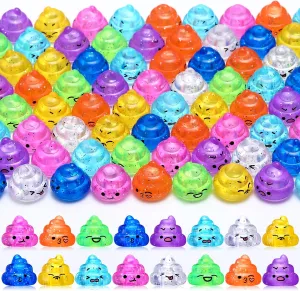 100 Pcs Unicorn Poop Toys Bulk Unicorn Party Favors Mini Glitter Expressions Fake Poop Toys Shimmering Rainbow Party Supplies for Prank Hide Seek Goodie Bags Vending Machine