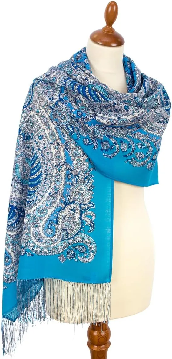 100% Wool Evening Shawl and Wrap for Women Wool Shawl with Silk Fringe 23.6x59'' (60х150сm)