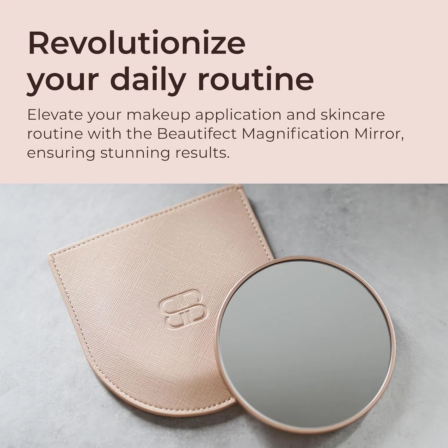 10x Magnifying Travel Mirror - Crystal Clear Compact Mirror for Purses, Precision Make up & Tweezing – Portable with Vegan Leather Sleeve