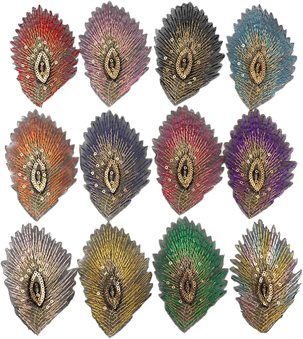 12Pcs Sequin Embroidery Patches for Clothes Bags Crafts Unique Design Decoration for Creative Fashion Style and Personal Expression