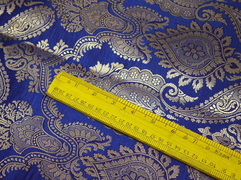 2.25 Meter Banarasi Wedding Dress Material Brocade Indian Navy Blue Brocade Sewing Fabric Crafting Costume Dress Fabric
