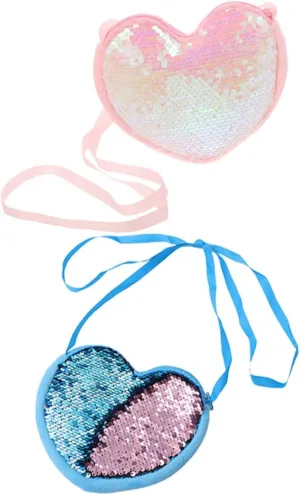 2Pcs Heart Shaped Sequin Purse for Glittery Crossbody Bags Design for Daily Adventures for Little Imaginative Play
