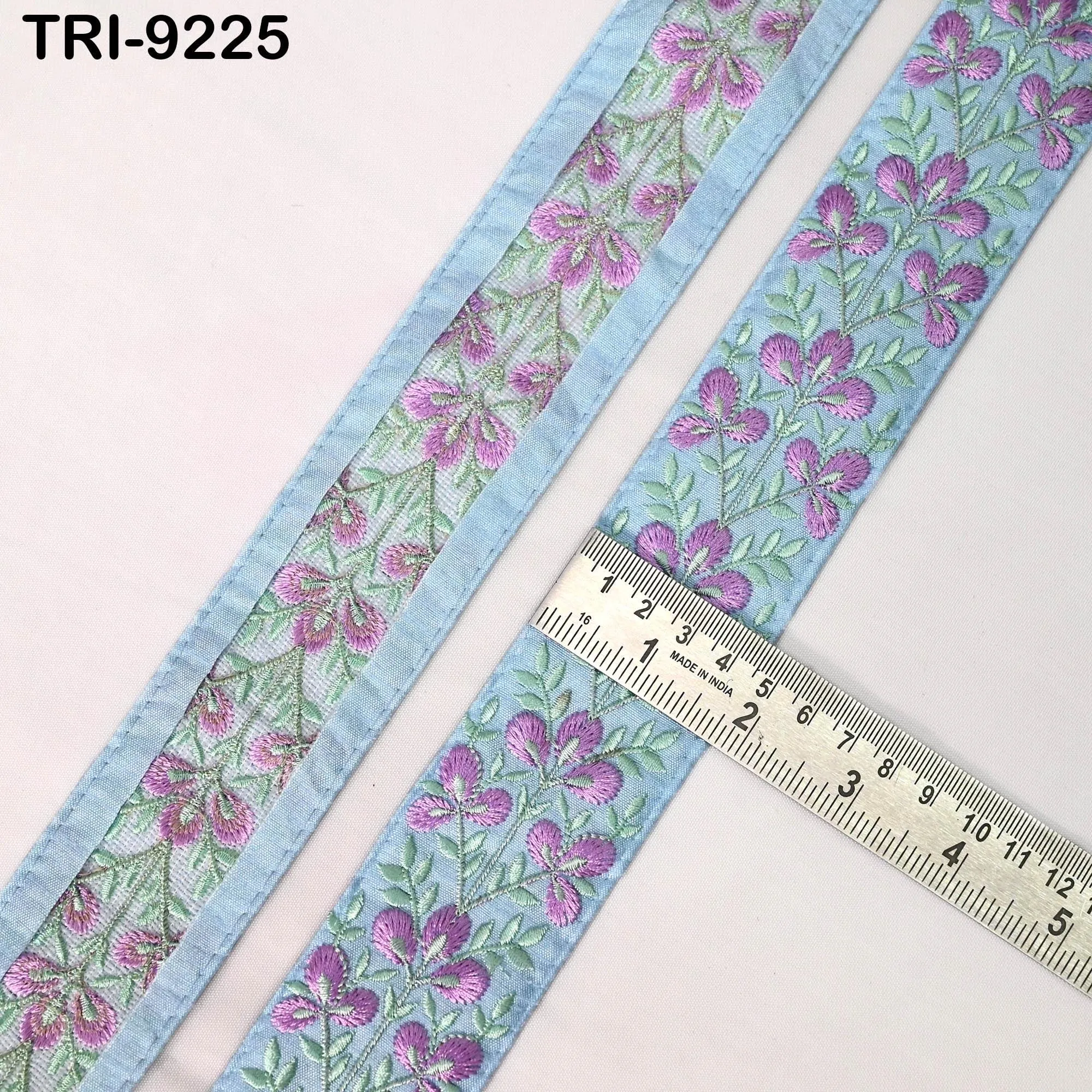 3 Yard Lilac Indian Ribbon Trim Costume Sari Border DIY Craft Sewing Embroidered Decorative Costumes Home Decor Trimming Junk Journals 45 mm