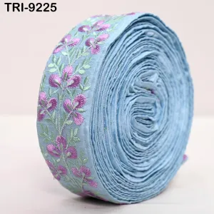 3 Yard Lilac Indian Ribbon Trim Costume Sari Border DIY Craft Sewing Embroidered Decorative Costumes Home Decor Trimming Junk Journals 45 mm