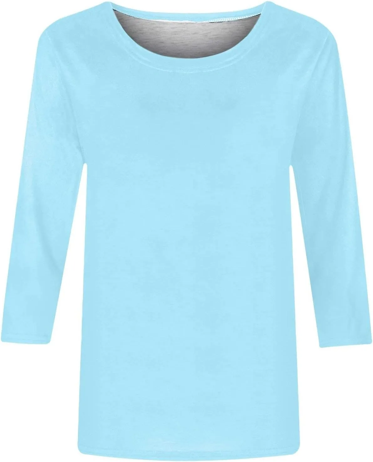 3/4 Length Sleeve Tops for Women Casual Loose Fit Crewneck T Shirts Cute Solid Plus Size Spring Fashion Tops 2025