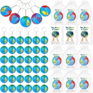 36 Set Earth Day Party Favors Mini Globe Keychains Bulk Thank You Earth Cards and Organza Bags for Earth Day Gifts School Party Favor Earth Day Decorations