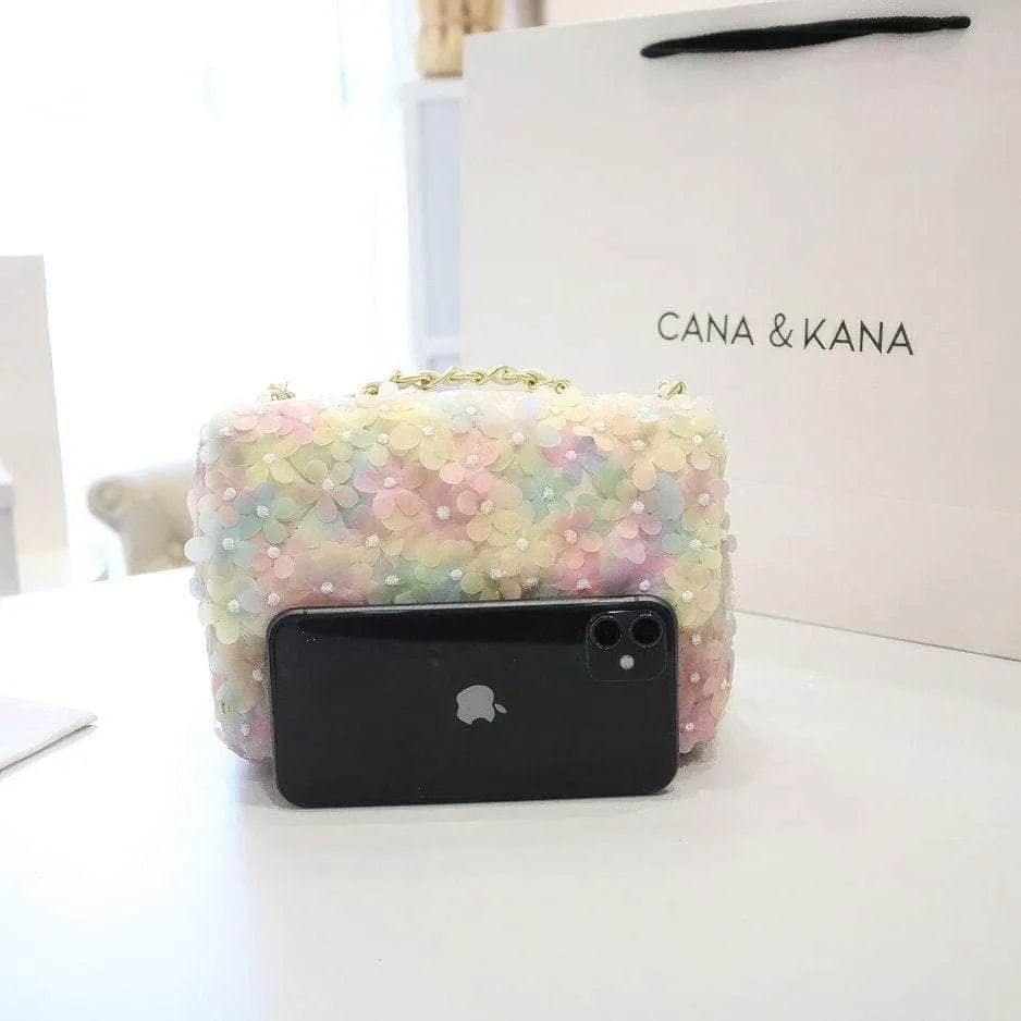 3D Floral Embellished Twist Lock Bags