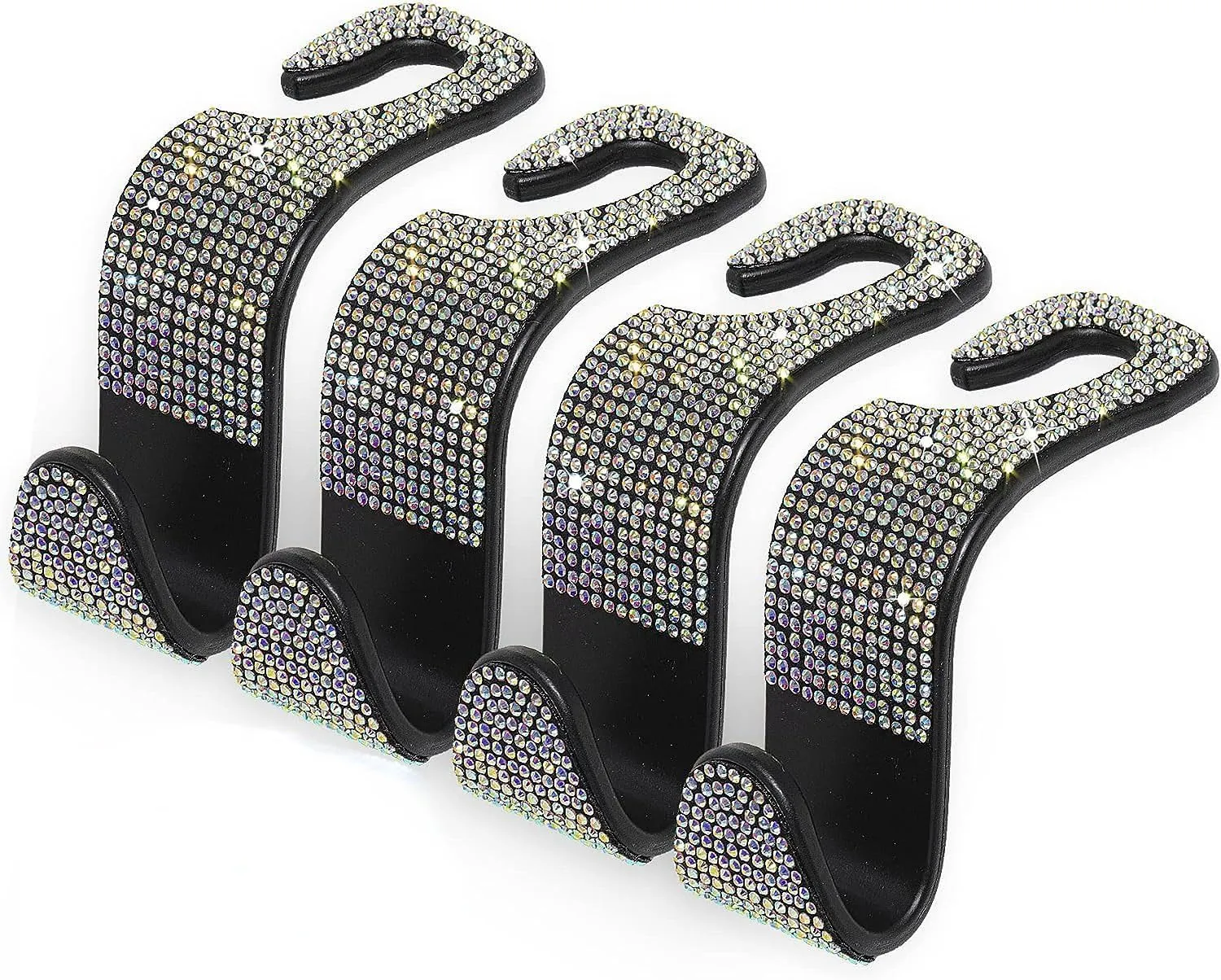 4 Pack Car Back Seat Headrest Hooks for 2022 2023 2024 2025 Toyota Tundra/Sequoia, Bling Rhinestones Crystal Hooks for Purse Coats Umbrellas Grocery Bags Handbag Car Decorations,C