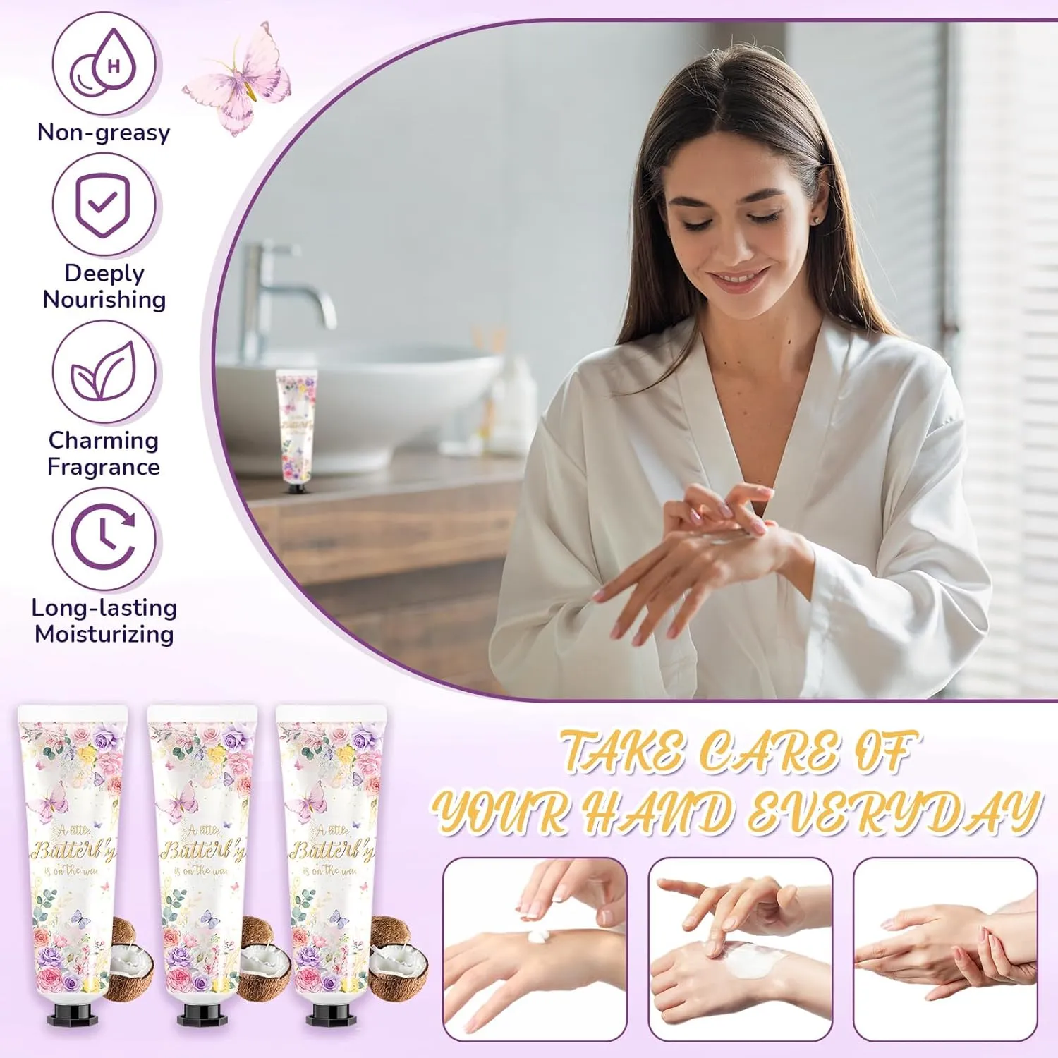 48 Sets Baby Shower Hand Cream Bulk Little Butterfly Baby Shower Favors Bridal Thank You Hand Cream for Guests Travel Size Lotion with Organza Bags