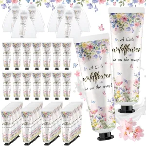 48 Sets Baby Shower Hand Cream Bulk Wildflower Baby Shower Favors Bridal Thank You Hand Cream for Guests Travel Size Lotion with Organza Bags