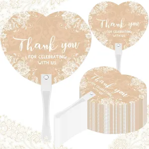 50 Pcs Wedding Hand Plastic Fans Handheld Wedding Favors Fans for Guests Bulk Thank You for Celebrating with Us Greenery Plastic Fan with Handle for Ceremony Bridal Shower(Retro Lace)