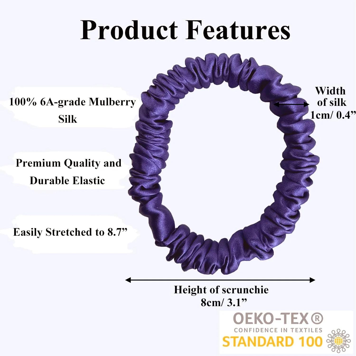 6 Pcs Set 100% Pure Mulberry Silk Hair Scrunchies Silk Hair Ties with 6 Chic Colors Everyday Skinny Scrunchies Silk Ponytail Holders Hair Care No Damage (Pastel)