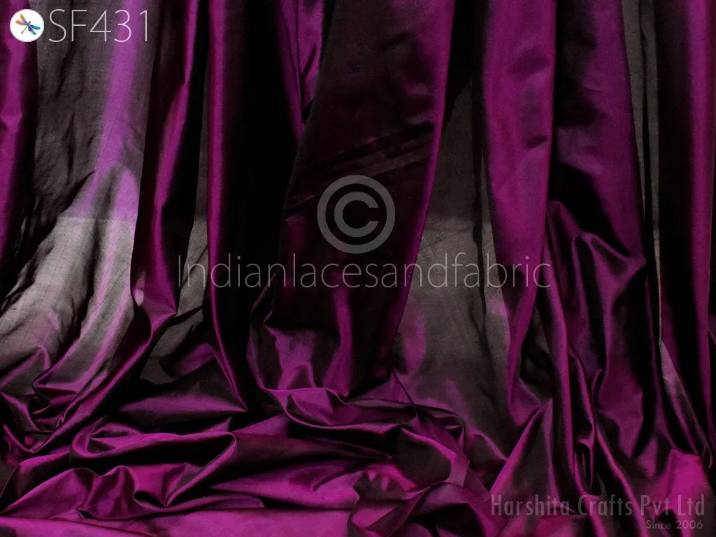 60 gsm Iridescent Wine Black Indian Pure Silk Fabric by the yard Soft Silk Curtains Scarf Costume Apparels Wedding Evening Dresses Dolls