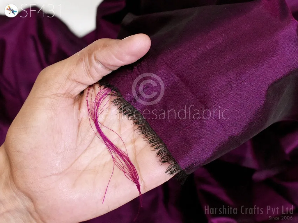 60 gsm Iridescent Wine Black Indian Pure Silk Fabric by the yard Soft Silk Curtains Scarf Costume Apparels Wedding Evening Dresses Dolls