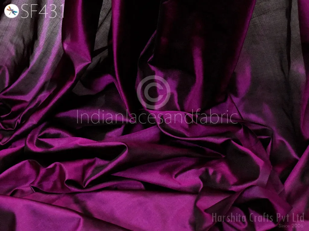 60 gsm Iridescent Wine Black Indian Pure Silk Fabric by the yard Soft Silk Curtains Scarf Costume Apparels Wedding Evening Dresses Dolls