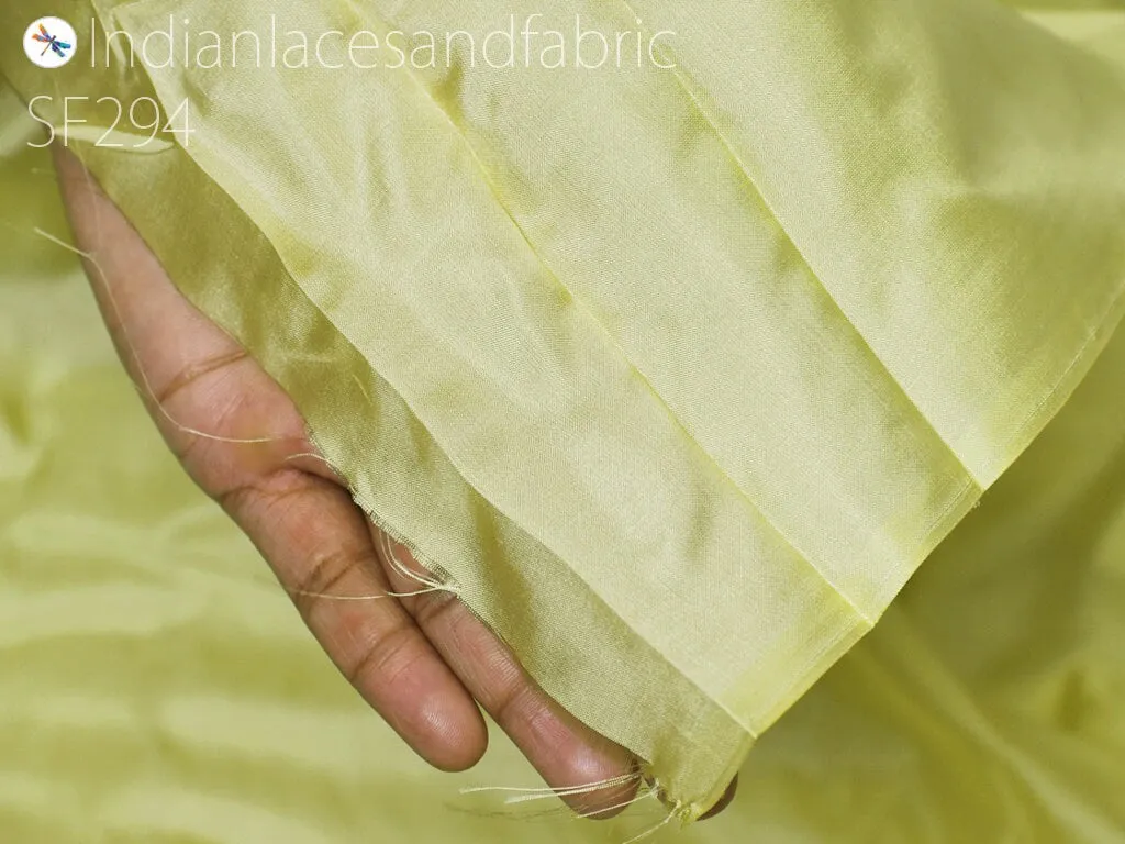 60 gsm Plain Silk Fabric by the yard Indian Lime Soft Pure Silk Wedding Dress Bridesmaids Costume Party Pillows Cushions Drapery Crafting