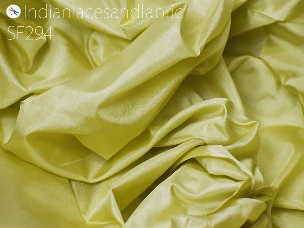 60 gsm Plain Silk Fabric by the yard Indian Lime Soft Pure Silk Wedding Dress Bridesmaids Costume Party Pillows Cushions Drapery Crafting