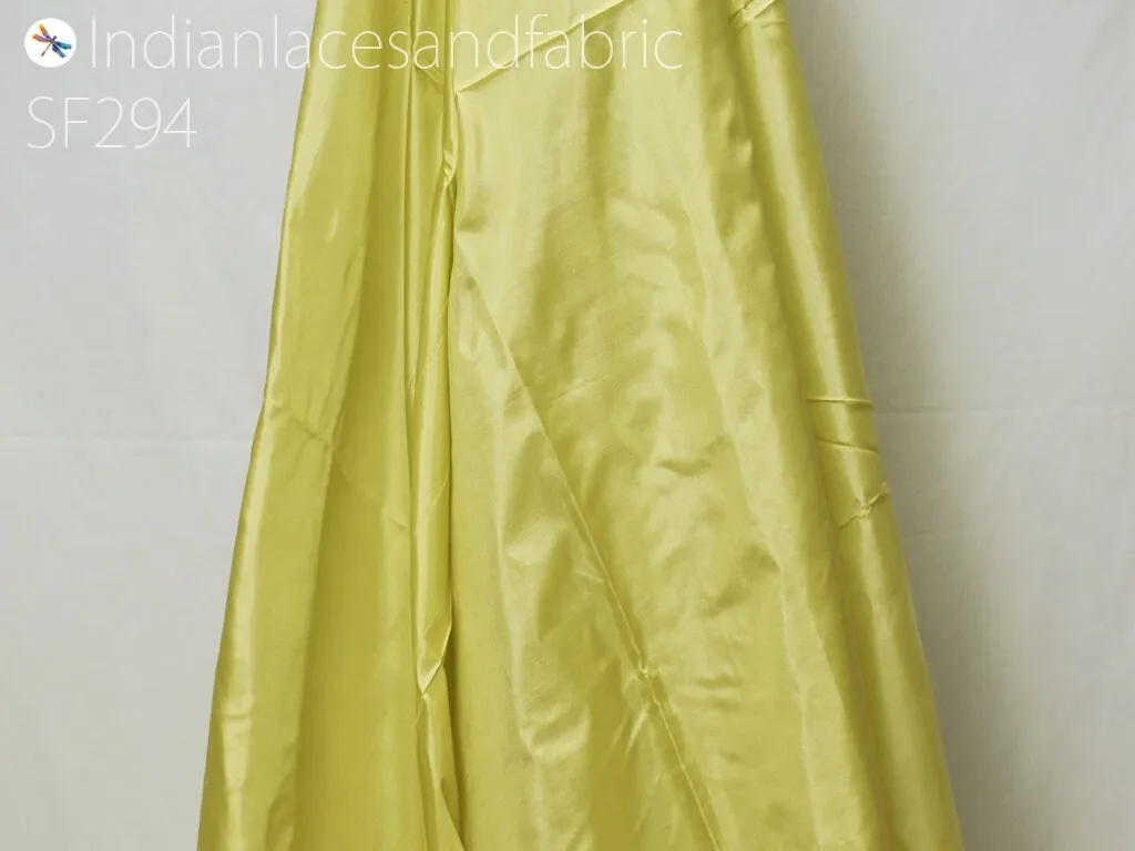 60 gsm Plain Silk Fabric by the yard Indian Lime Soft Pure Silk Wedding Dress Bridesmaids Costume Party Pillows Cushions Drapery Crafting