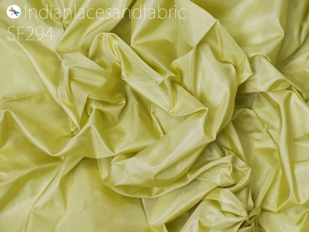 60 gsm Plain Silk Fabric by the yard Indian Lime Soft Pure Silk Wedding Dress Bridesmaids Costume Party Pillows Cushions Drapery Crafting