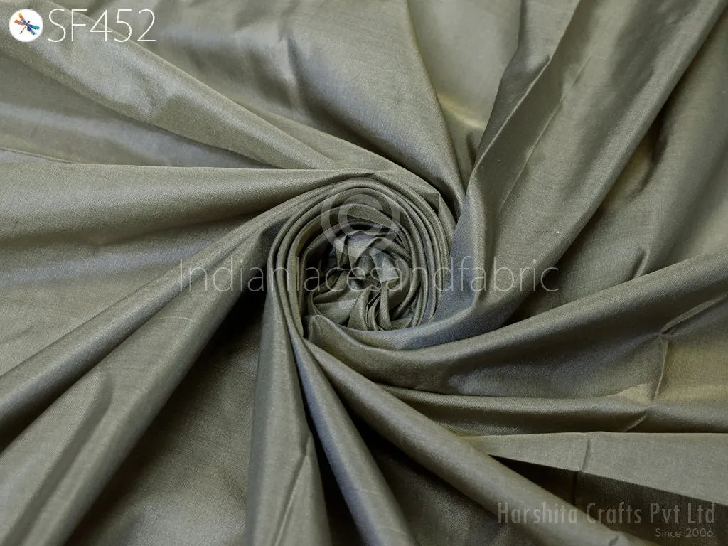 60gsm Iridescent Grey Gold Indian Pure Silk Fabric by the yard Soft Silk Curtains Scarf Costumes Apparels Wedding Evening Dresses Dolls
