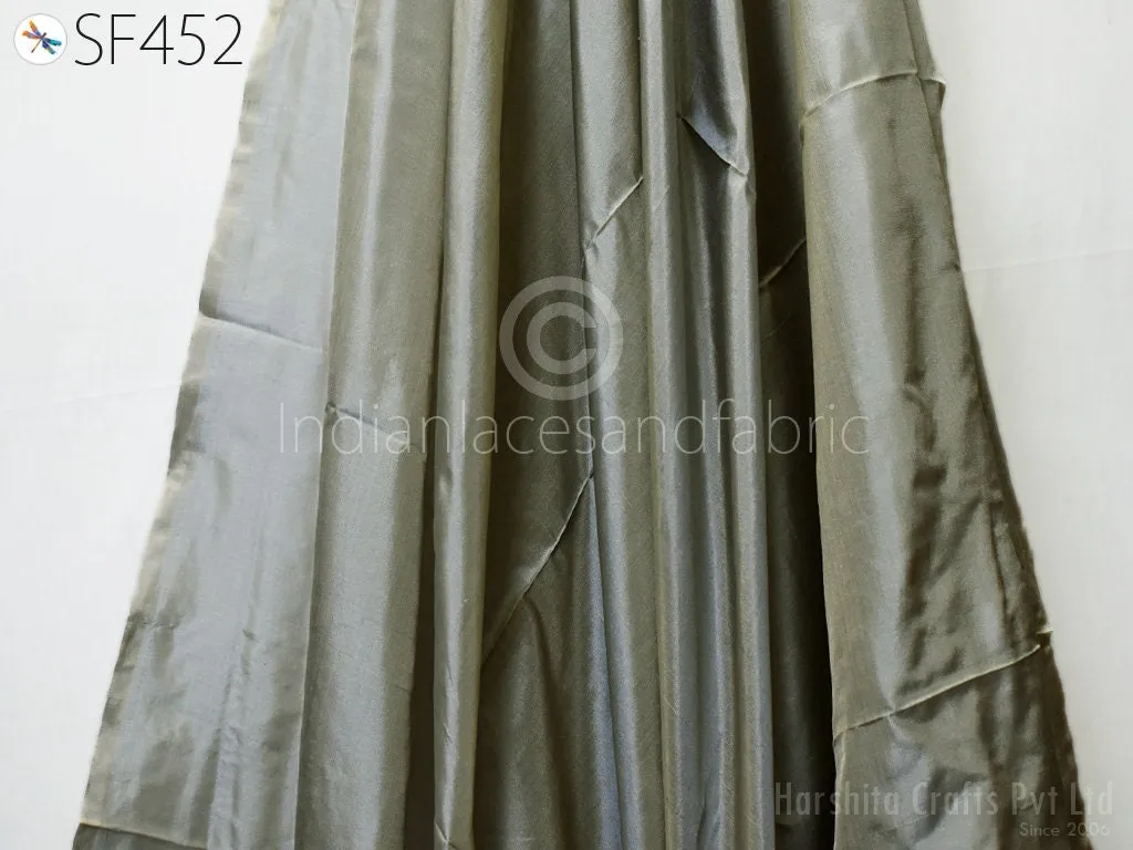 60gsm Iridescent Grey Gold Indian Pure Silk Fabric by the yard Soft Silk Curtains Scarf Costumes Apparels Wedding Evening Dresses Dolls
