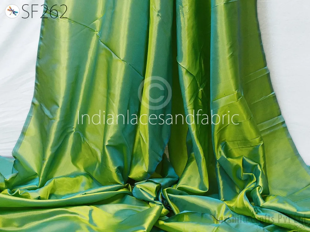 60gsm Iridescent Turquoise Gold Indian Pure Silk Fabric by the yard Soft Silk Curtains Scarf Costume Apparels Wedding Evening Dresses Dolls