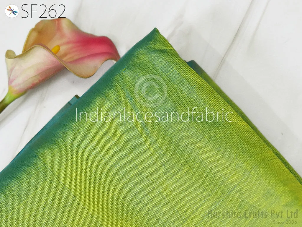 60gsm Iridescent Turquoise Gold Indian Pure Silk Fabric by the yard Soft Silk Curtains Scarf Costume Apparels Wedding Evening Dresses Dolls