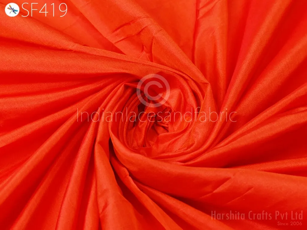 60gsm Orange Indian Silk Fabric by the yard Pure Mulberry Silk Scarf Costume Apparel Wedding Evening Dresses Lamp Shades Wall Covering