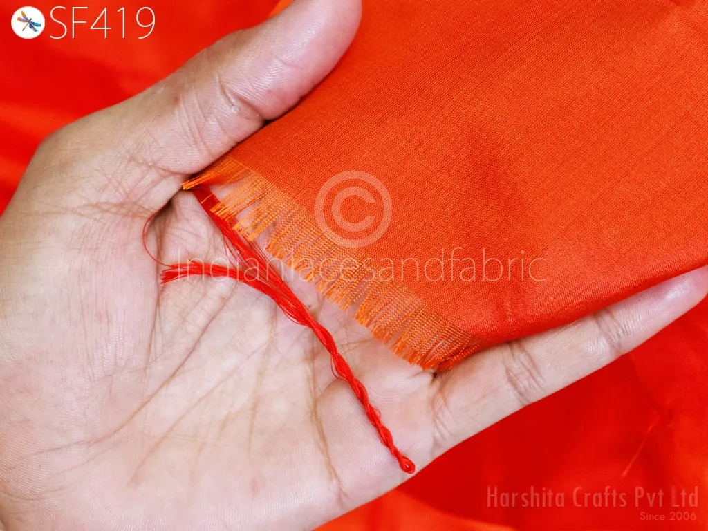 60gsm Orange Indian Silk Fabric by the yard Pure Mulberry Silk Scarf Costume Apparel Wedding Evening Dresses Lamp Shades Wall Covering