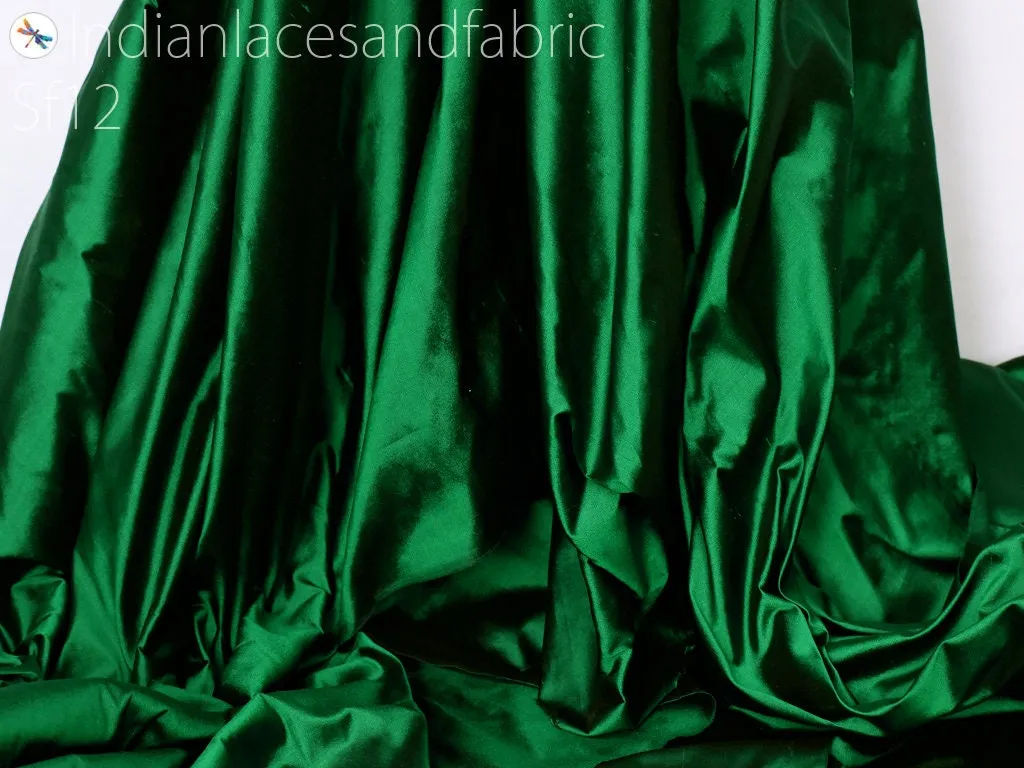 80 gsm Indian Dark Green Soft Pure Plain Silk Fabric by yard Wedding Dress Bridesmaids Costumes Party Dresses Pillows Cushion Covers Drapery