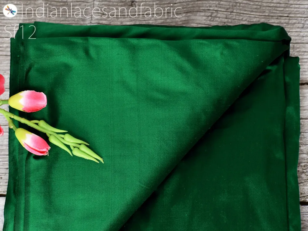 80 gsm Indian Dark Green Soft Pure Plain Silk Fabric by yard Wedding Dress Bridesmaids Costumes Party Dresses Pillows Cushion Covers Drapery