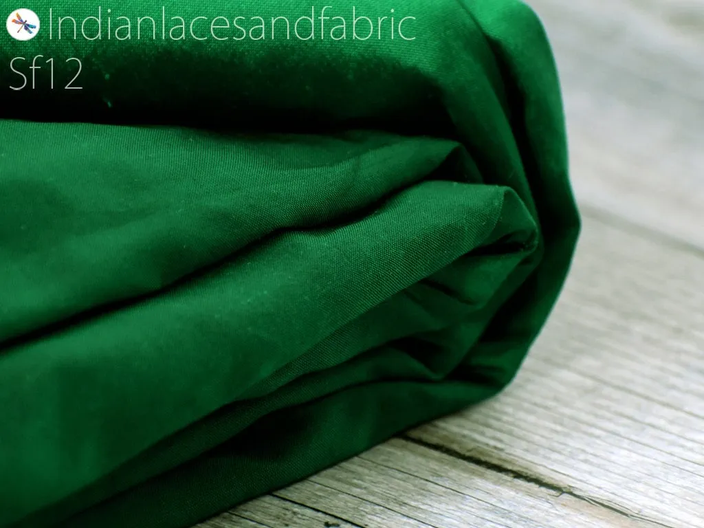 80 gsm Indian Dark Green Soft Pure Plain Silk Fabric by yard Wedding Dress Bridesmaids Costumes Party Dresses Pillows Cushion Covers Drapery