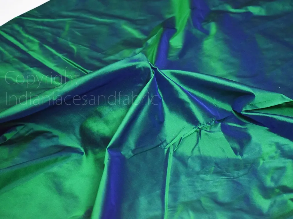 80 gsm Iridescent Green Blue Indian Pure Silk Fabric by the yard Soft Silk Curtains Scarves Costume Apparel Wedding Evening Dresses Dolls