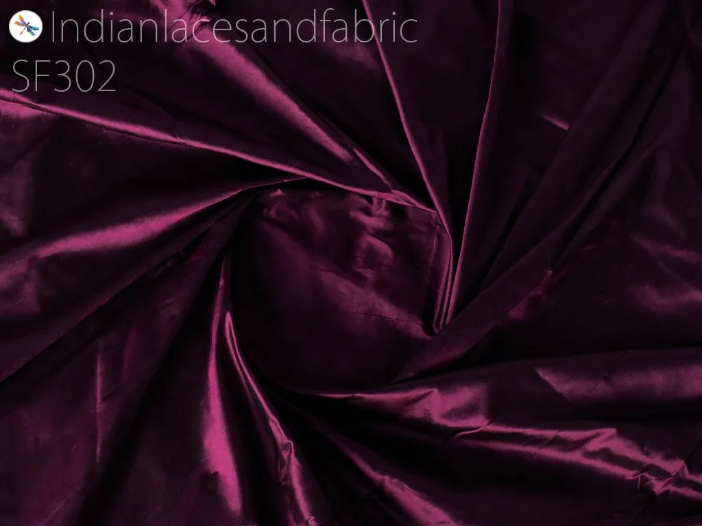 80 gsm Wine Indian Pure Silk Fabric by the yard Mulberry Silk Home Decor Curtains Scarfs Costumes Fashion Apparel Wedding Evening Dresses