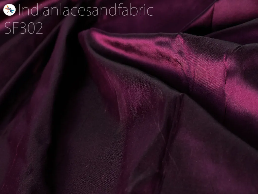 80 gsm Wine Indian Pure Silk Fabric by the yard Mulberry Silk Home Decor Curtains Scarfs Costumes Fashion Apparel Wedding Evening Dresses