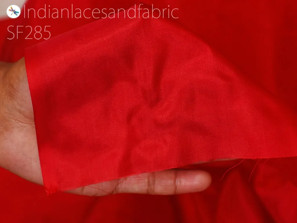 80gsm Silk Fabric by the yard Indian Red Soft Pure Plain Silk Wedding Dress Bridesmaids Costume Party Dresses Cushions Drapery DIY Crafting