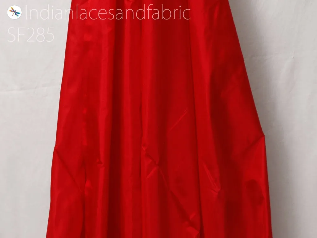 80gsm Silk Fabric by the yard Indian Red Soft Pure Plain Silk Wedding Dress Bridesmaids Costume Party Dresses Cushions Drapery DIY Crafting