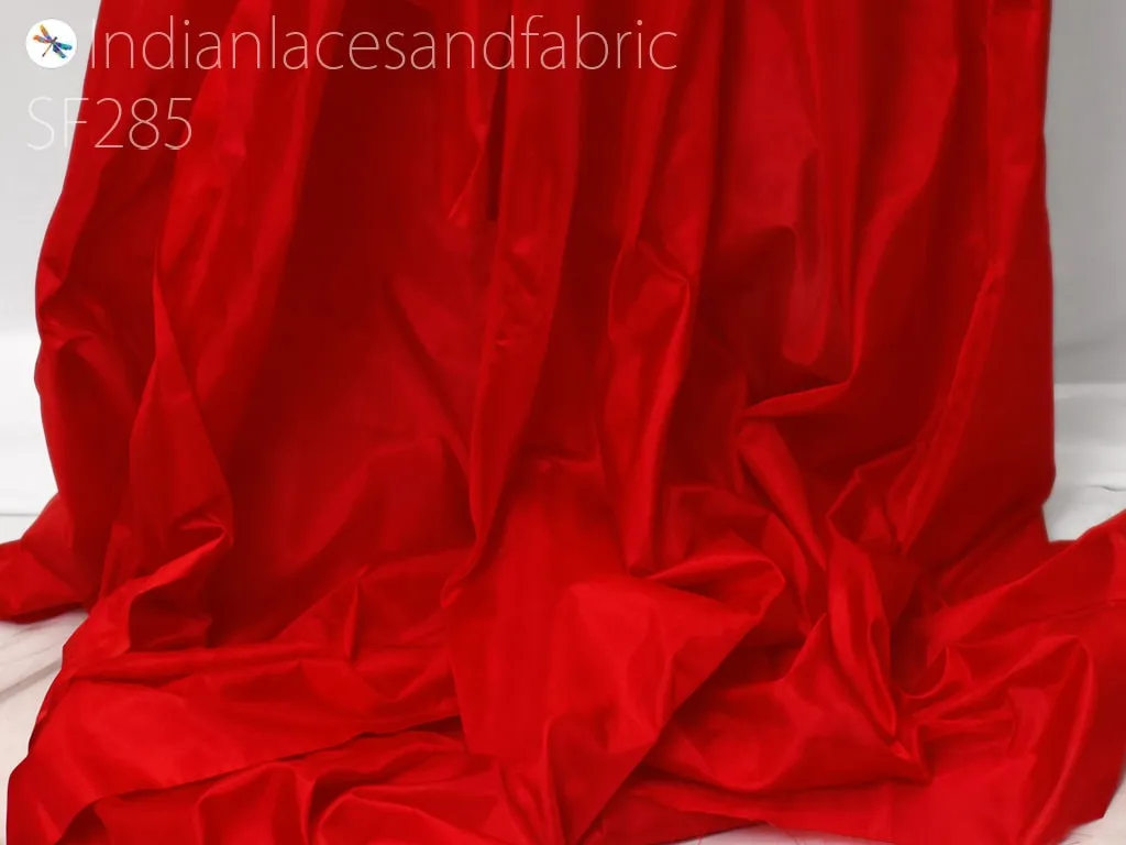 80gsm Silk Fabric by the yard Indian Red Soft Pure Plain Silk Wedding Dress Bridesmaids Costume Party Dresses Cushions Drapery DIY Crafting
