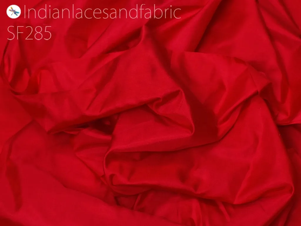 80gsm Silk Fabric by the yard Indian Red Soft Pure Plain Silk Wedding Dress Bridesmaids Costume Party Dresses Cushions Drapery DIY Crafting