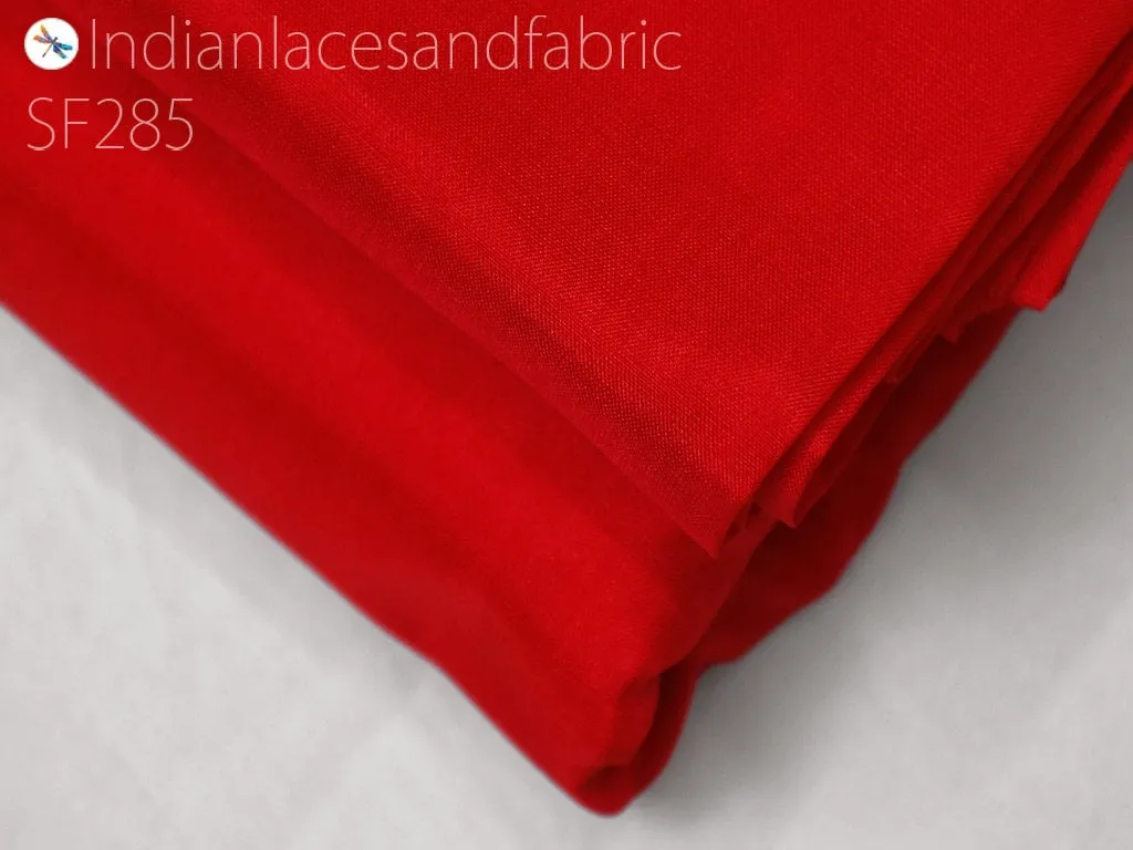 80gsm Silk Fabric by the yard Indian Red Soft Pure Plain Silk Wedding Dress Bridesmaids Costume Party Dresses Cushions Drapery DIY Crafting