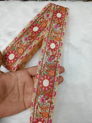 9-Meter Embroidery Lace in Tangerine Glow