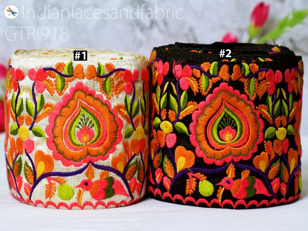 9 Yard Embroidered Fabric 12 CM Trim Indian DIY Crafting Sari Border Saree Laces Sewing Decorative Ribbons Trimmings Cushions Bags Hats