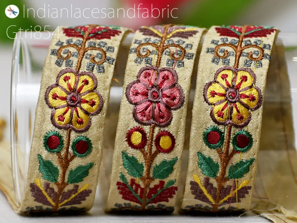 9 Yard Indian Embroidered 25 mm Fabric Trim Gift Wrapping Ribbons Sari Embellishment Sewing DIY Crafting Border Embroidery Lace Home Decor