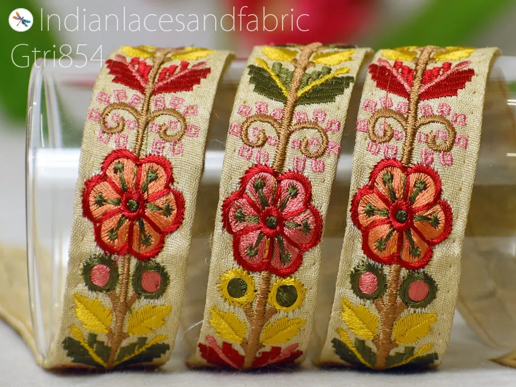 9 Yard Indian Embroidered 25 mm Fabric Trim Gift Wrapping Ribbons Sari Embellishment Sewing DIY Crafting Border Embroidery Lace Home Decor
