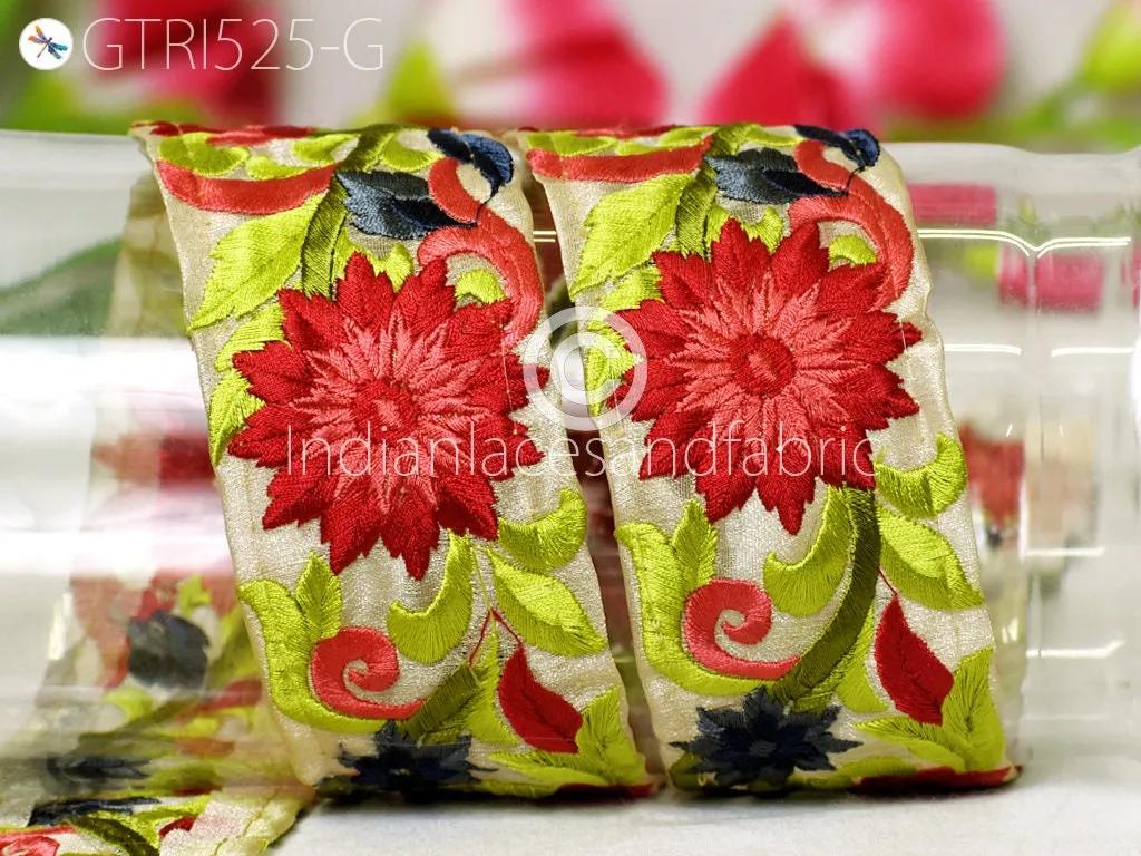 9 Yard Red Indian 5 CM Trim Wedding Sari Border Crafting Ribbon Sewing Dress Fabric Embroidery Decorative Costumes Home Decor Trimmings
