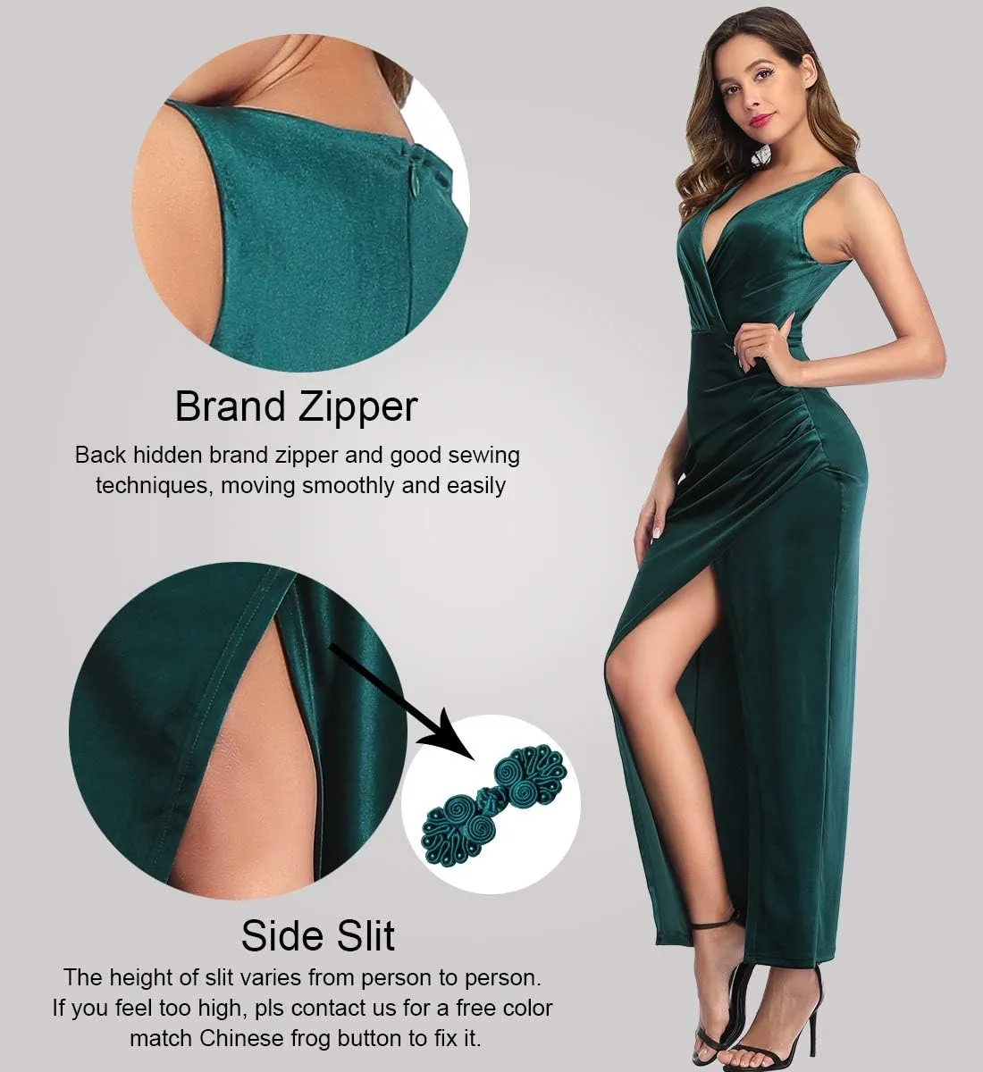 Ababalaya Women's Luxurious Velvet Long Bridesmaid Dresses Formal Dresses for Winter/Fall Wedding