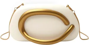 Acrylic Clutch Purses with Metal Handle Women's Evening Bag for Weddings & Parties, Skin-Touch Coating Handbag