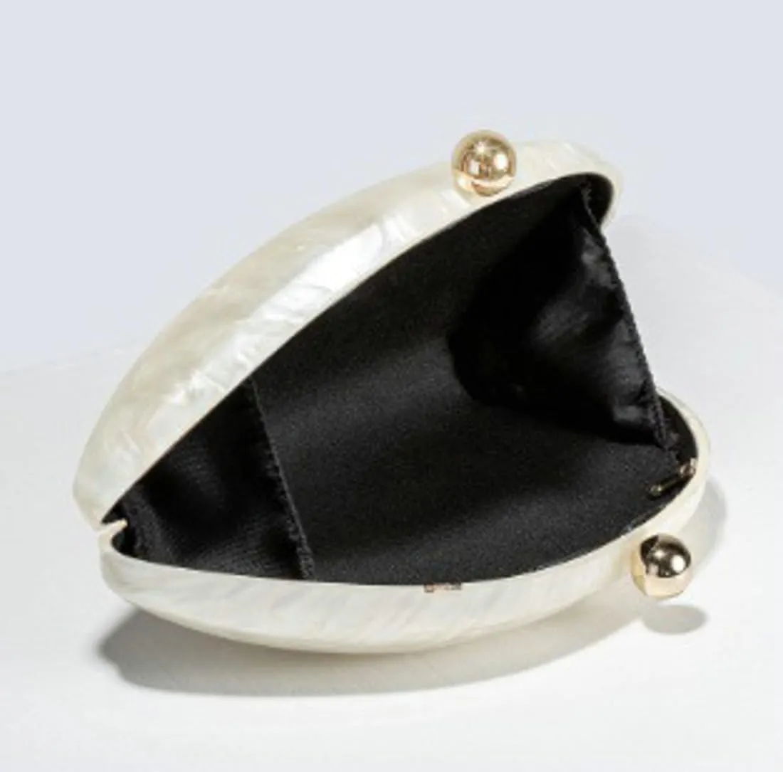 Acrylic Pearl Clutch Purses Women Shell-shaped Evening Handbag Evening Clutch Bag with Chain for Prom Wedding Party