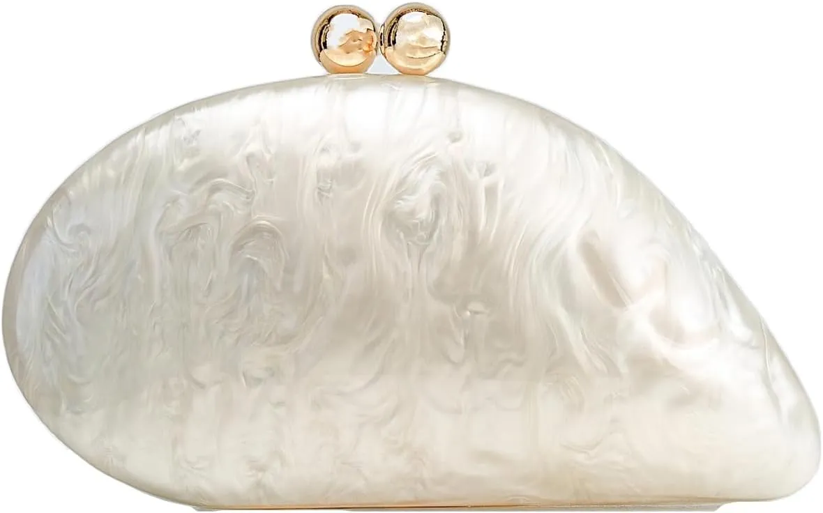 Acrylic Pearl Clutch Purses Women Shell-shaped Evening Handbag Evening Clutch Bag with Chain for Prom Wedding Party